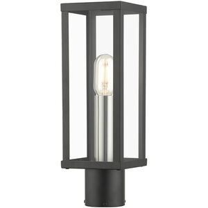 Gaffney 1 Light 15.5 inch Black with Brushed Nickel Finish Accents Outdoor Post Top Lantern