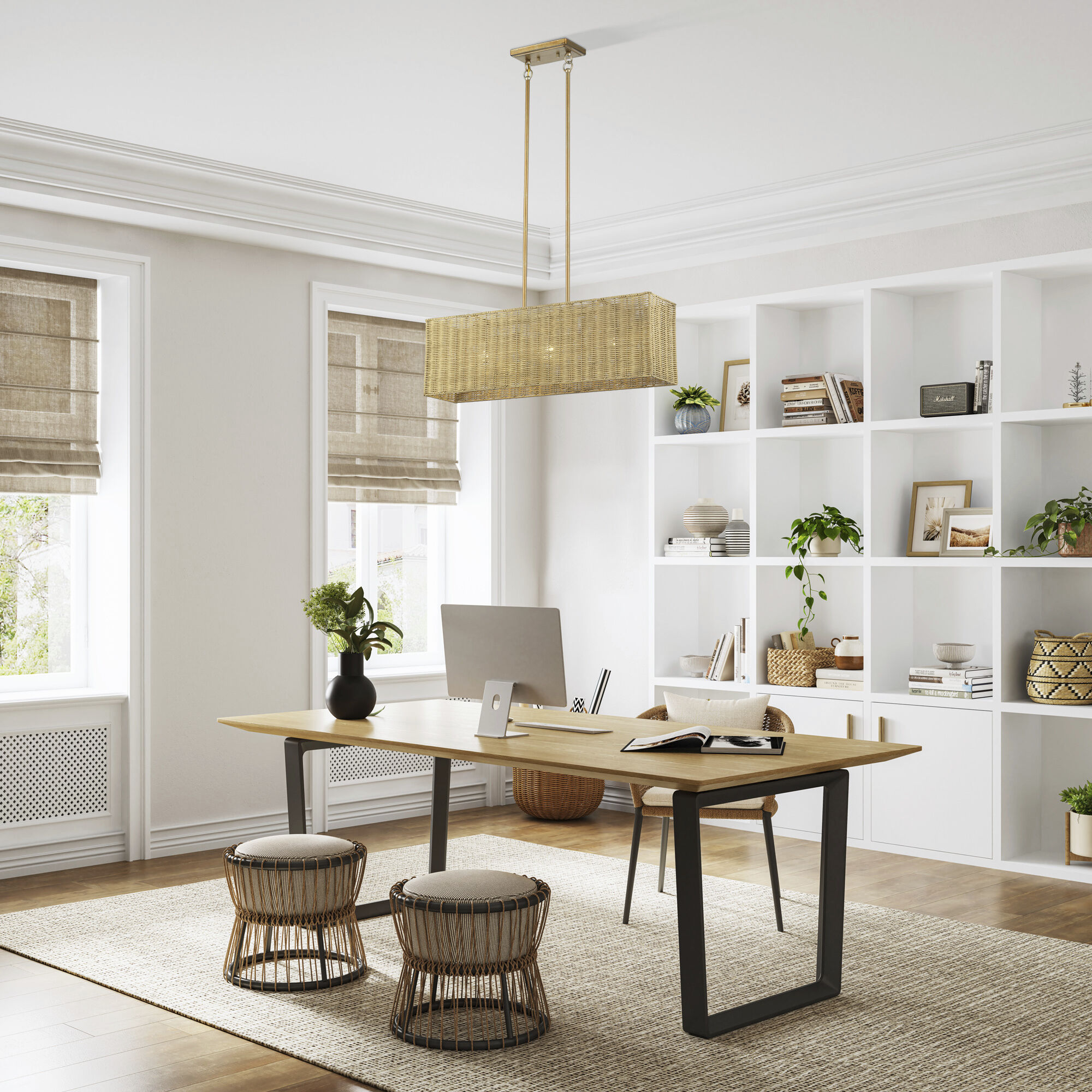 Weavington 3 Light 30 inch Antique Gold Leaf Linear Chandelier Ceiling Light, Medium