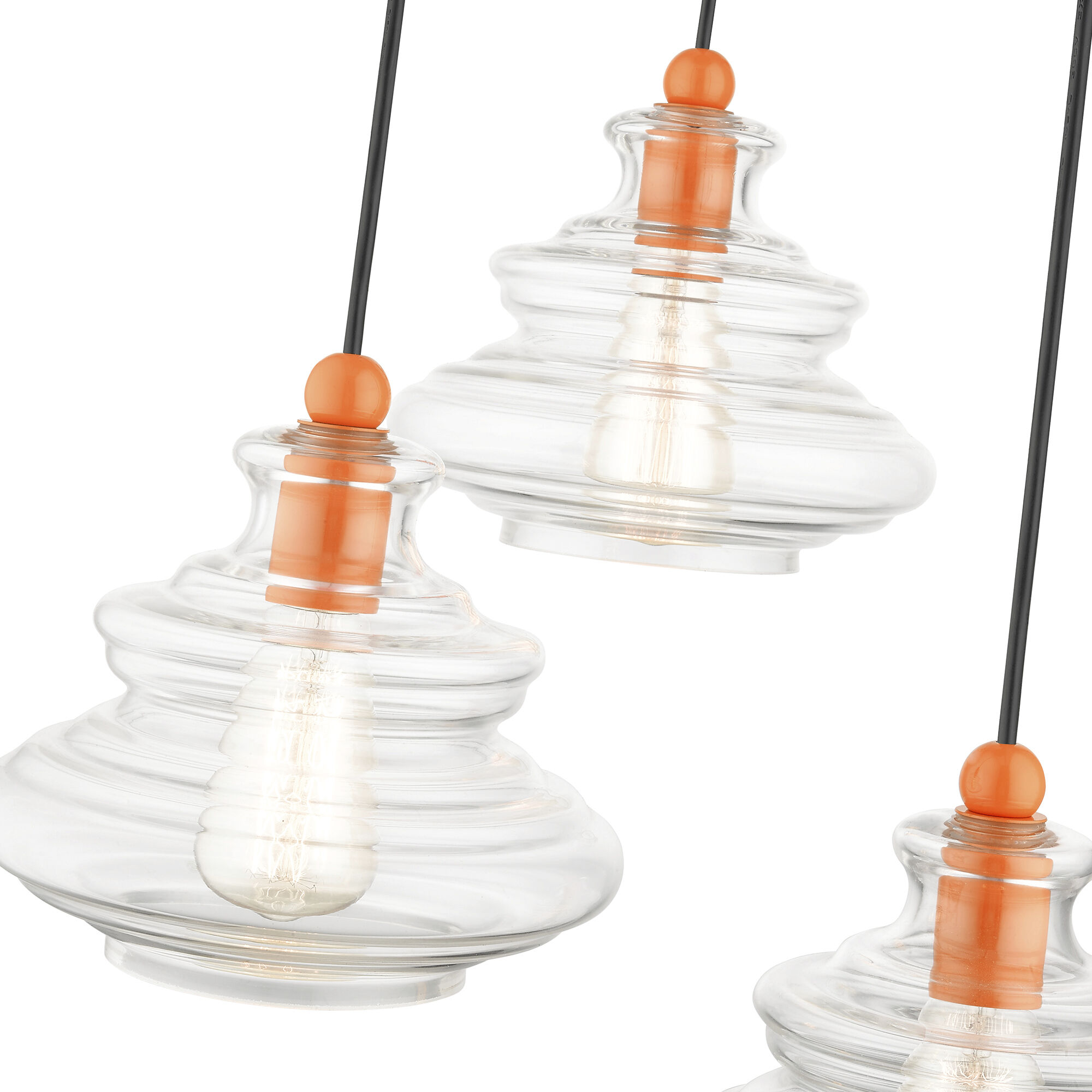 Everett 3 Light 20 inch Shiny Orange Pendant Chandelier Ceiling Light