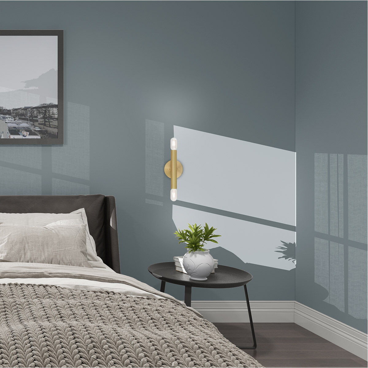 Copenhagen 2 Light 5 inch Satin Brass ADA ADA Wall Sconce Wall Light