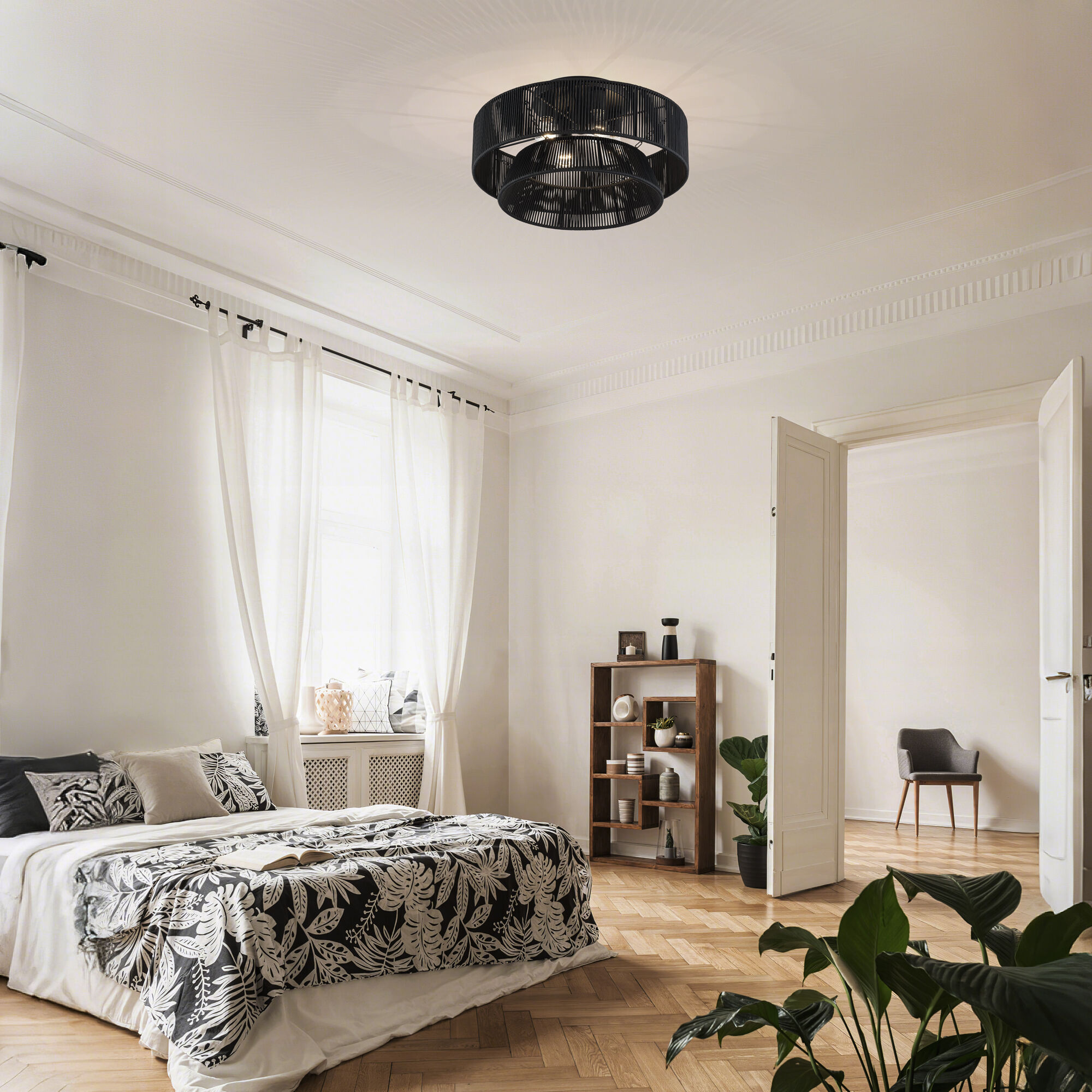 Florell 4 Light 21 inch Black Semi Flush Mount Ceiling Light, Extra Large