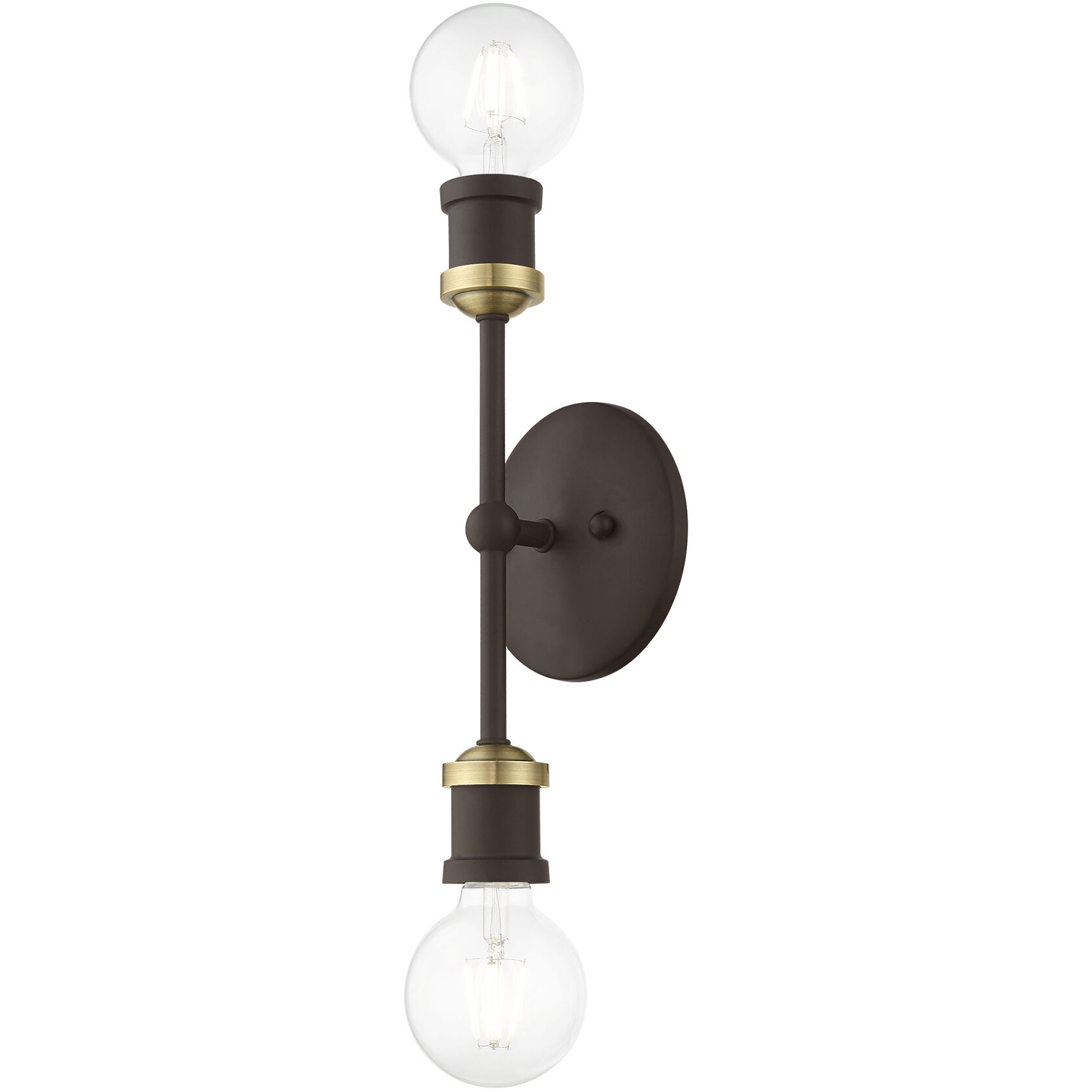 Lansdale 2 Light 5 inch Bronze with Antique Brass Accents Vanity Sconce Wall Light