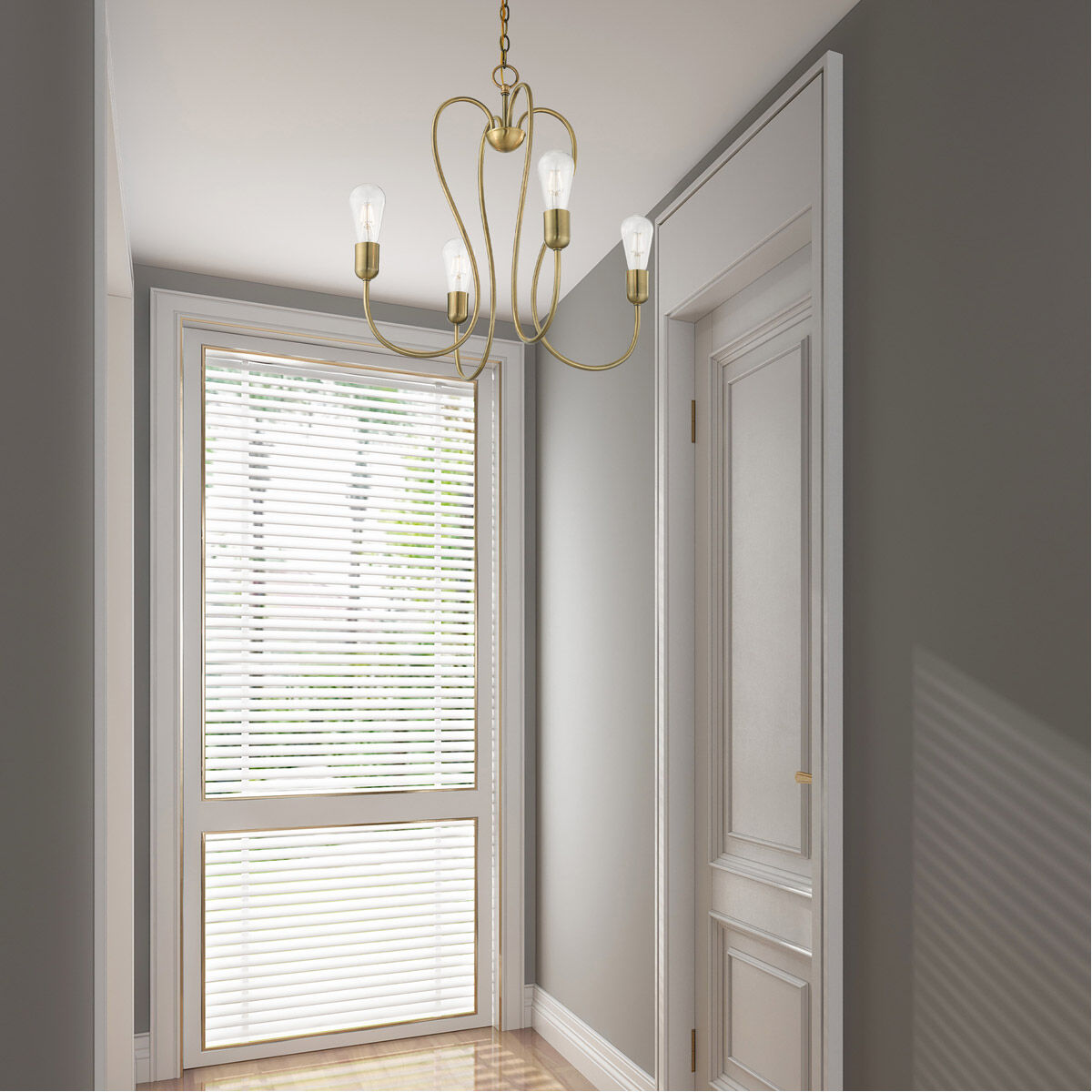 Lucerne 4 Light 20 inch Antique Brass Chandelier Ceiling Light