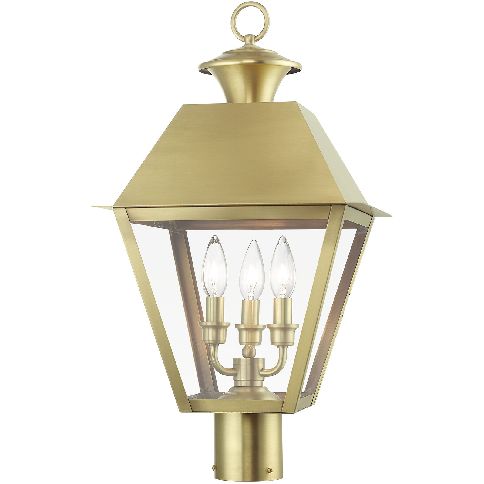 Wentworth 3 Light 22 inch Natural Brass Outdoor Post Top Lantern, Large