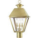 Wentworth 3 Light 22 inch Natural Brass Outdoor Post Top Lantern, Large