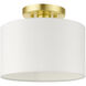 Meridian 1 Light 10 inch Satin Brass Semi Flush Ceiling Light