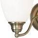 Somerville 2 Light 15.25 inch Antique Brass Bath Vanity Wall Light