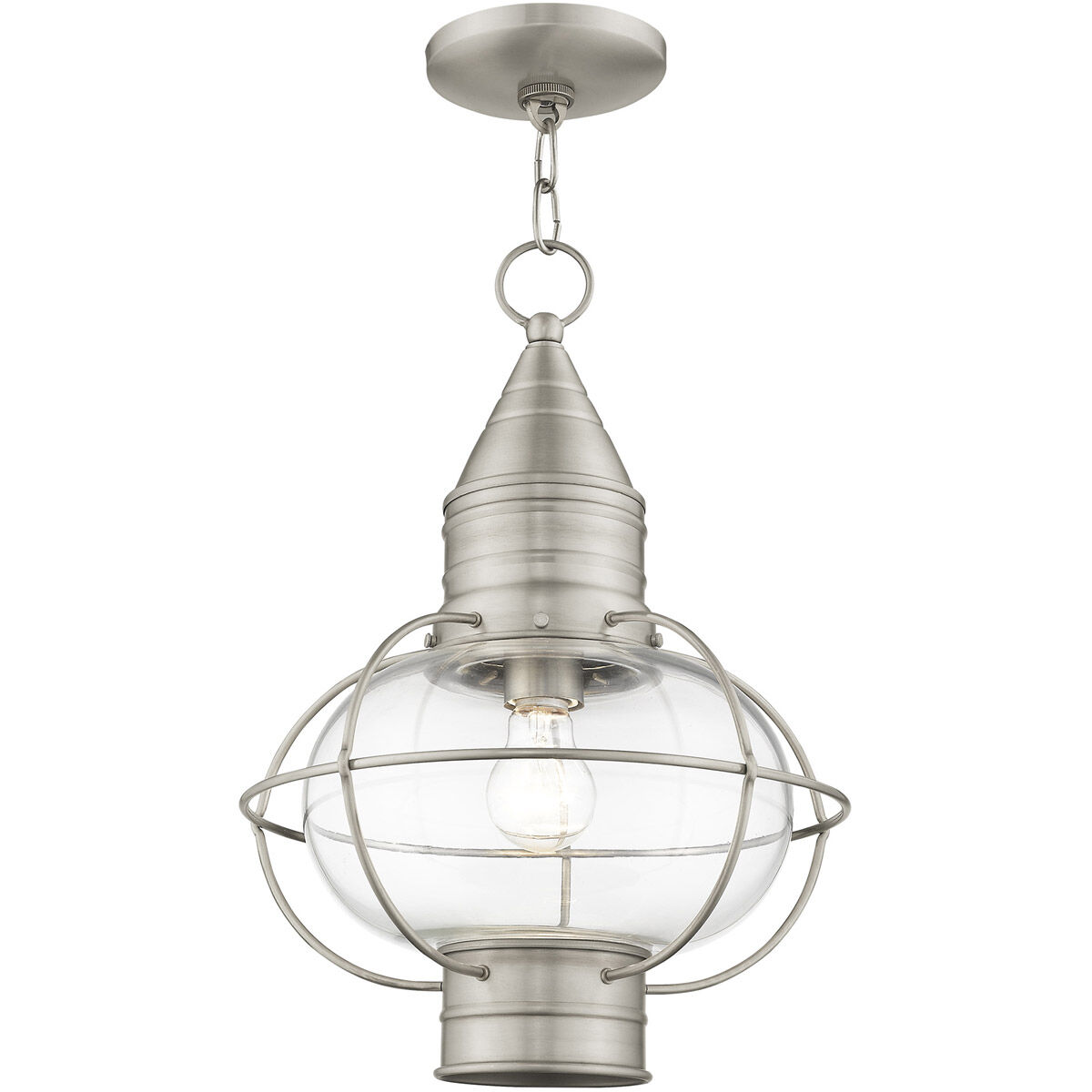 Newburyport 1 Light 12 inch Brushed Nickel Outdoor Pendant Lantern