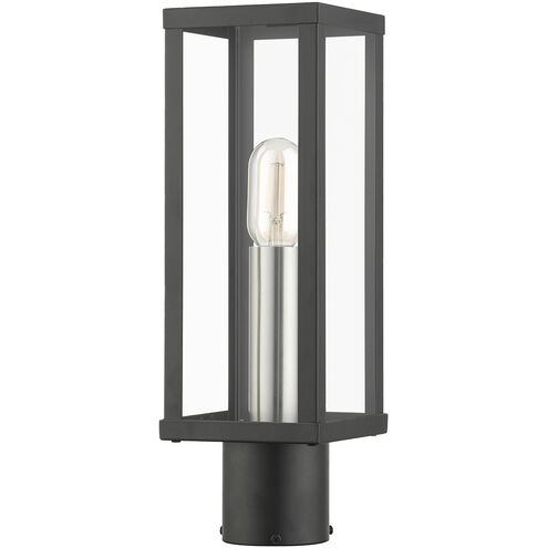 Gaffney 1 Light 15.5 inch Black with Brushed Nickel Finish Accents Outdoor Post Top Lantern in Black with Brushed Nickel Accent