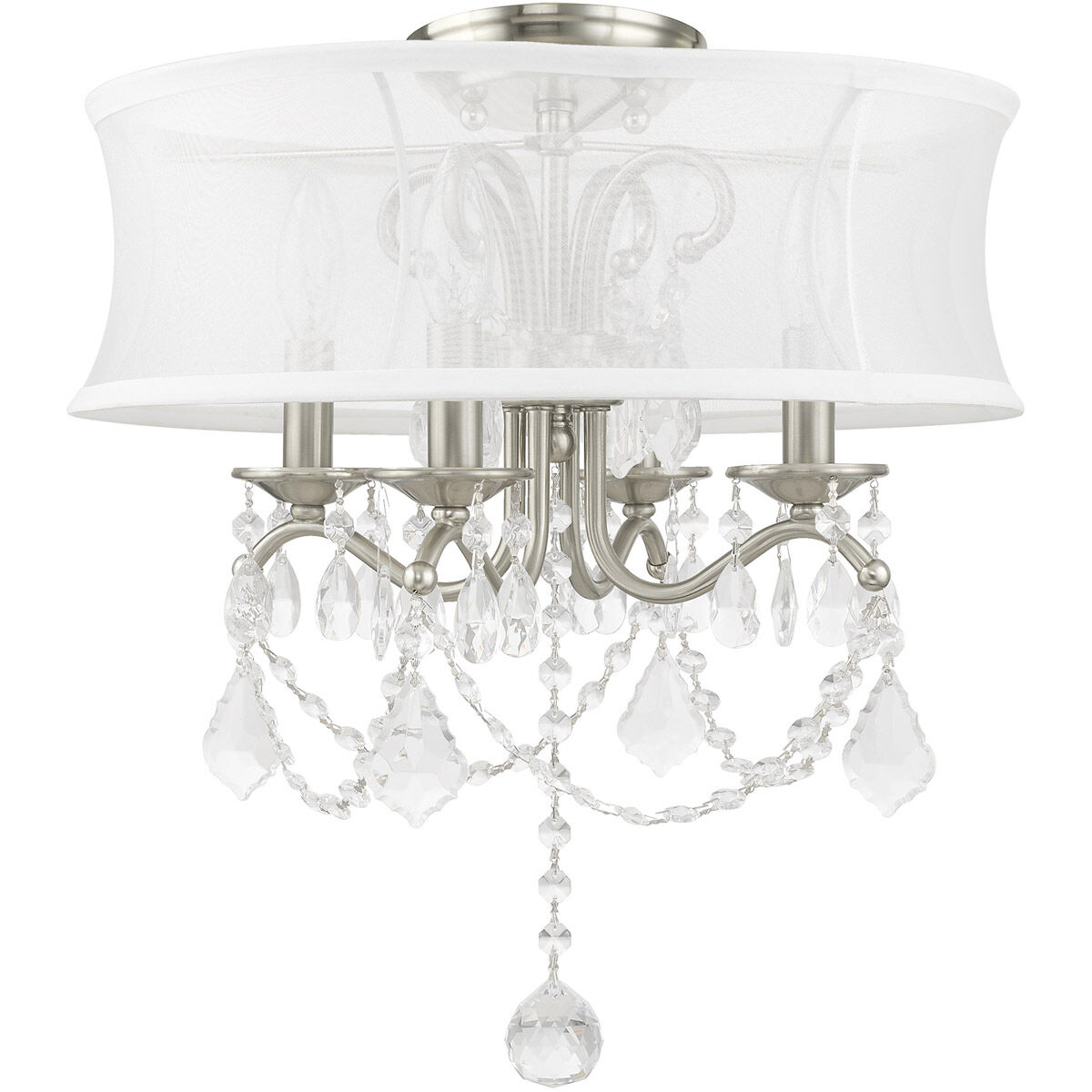 Newcastle 4 Light 16 inch Brushed Nickel Convertible Mini Chandelier/Ceiling Mount Ceiling Light