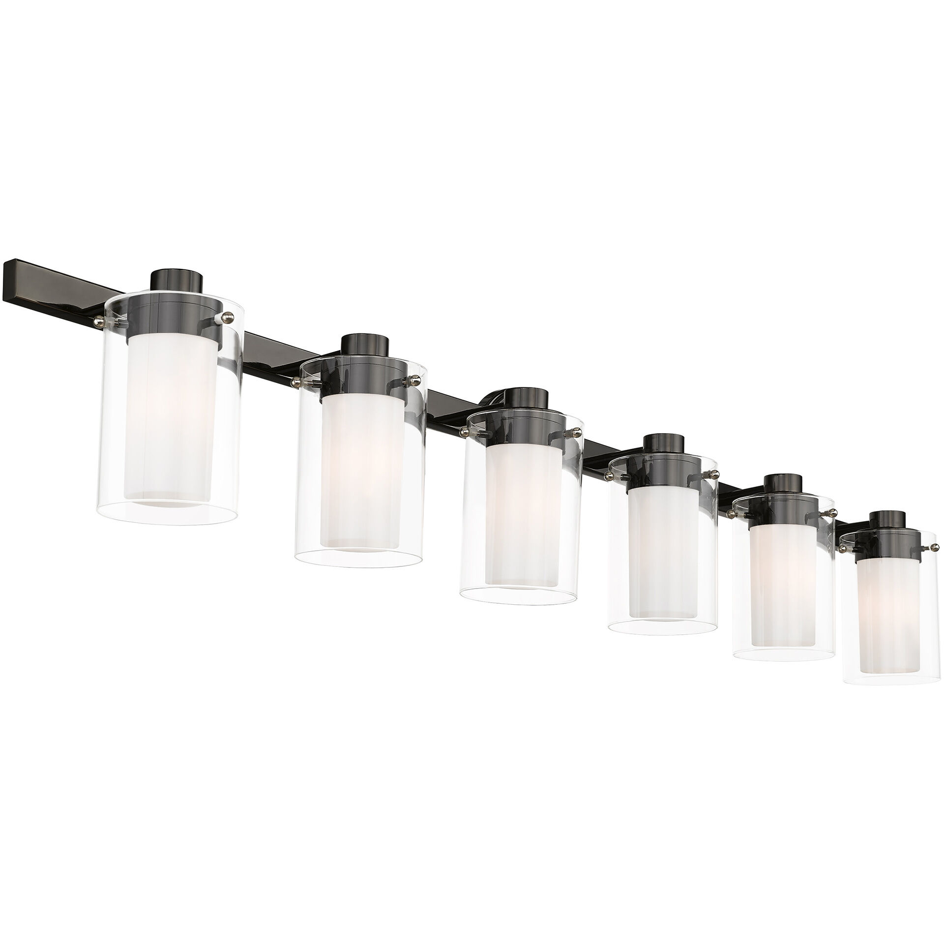 Manhattan 6 Light 48 inch Polished Black Chrome Vanity Sconce Wall Light