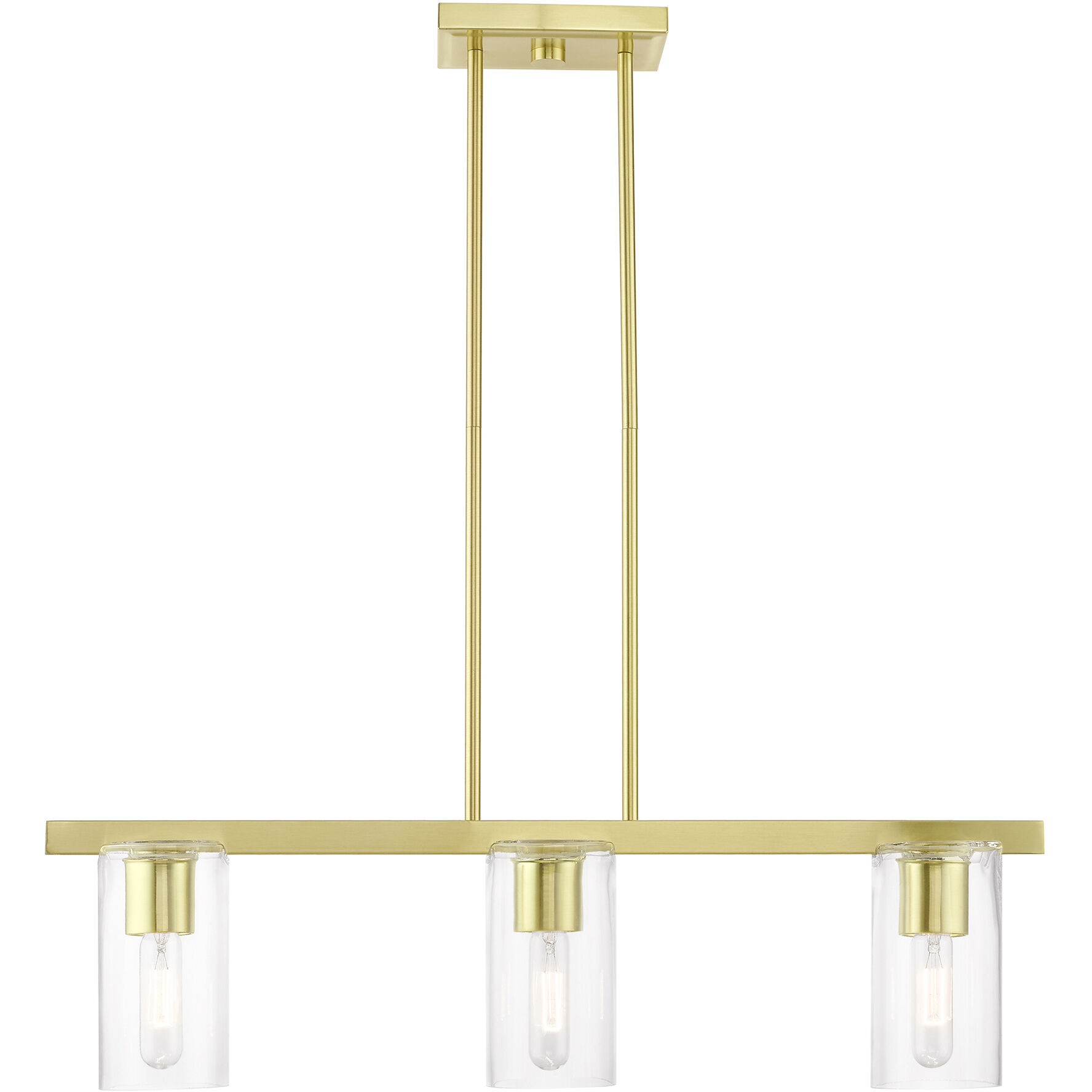 Clarion 3 Light 30 inch Satin Brass Linear Chandelier Ceiling Light