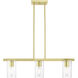 Clarion 3 Light 30 inch Satin Brass Linear Chandelier Ceiling Light