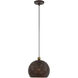 Dublin 1 Light 10 inch Bronze with Antique Brass Accents Pendant Ceiling Light