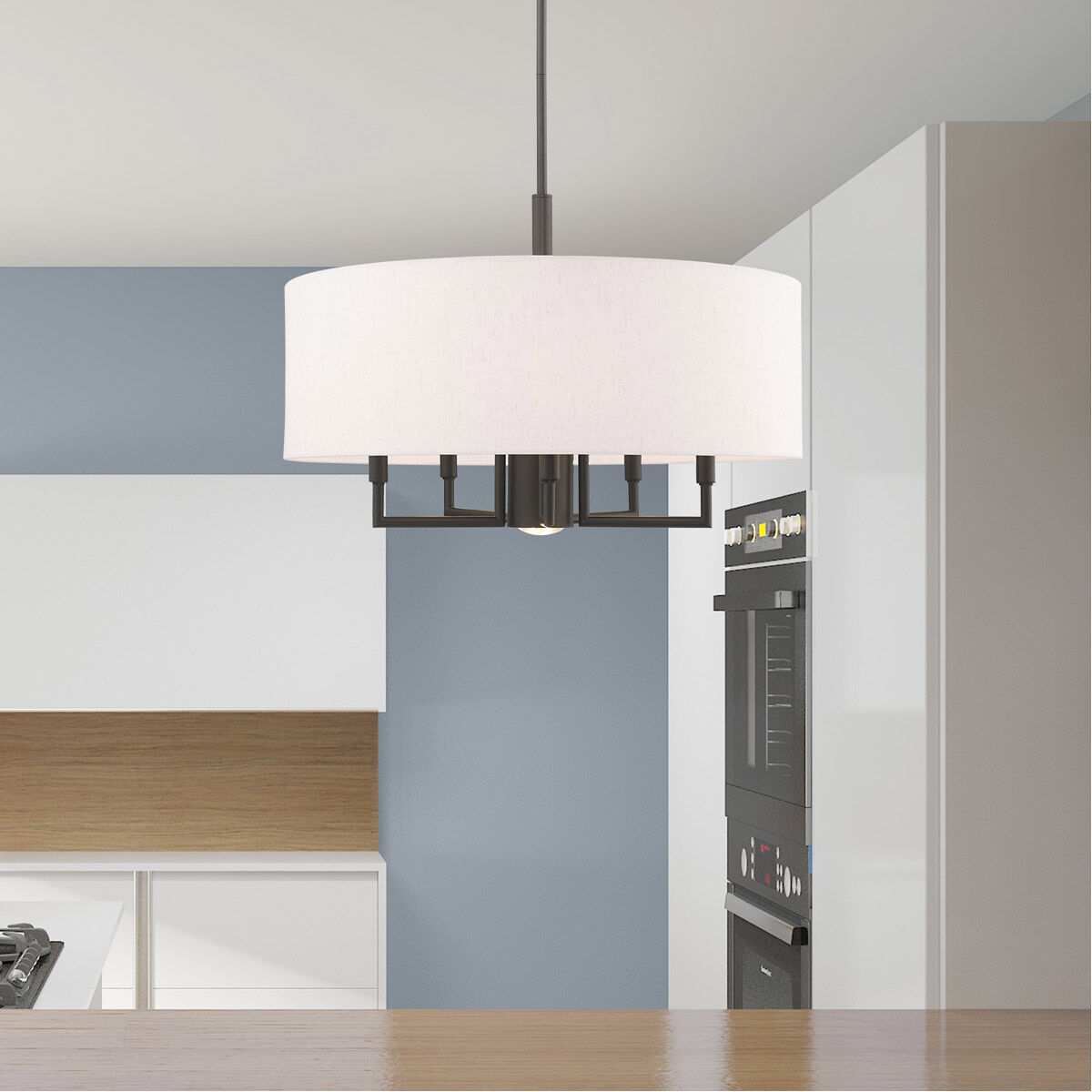 Meridian 6 Light 24 inch English Bronze Pendant Chandelier Ceiling Light