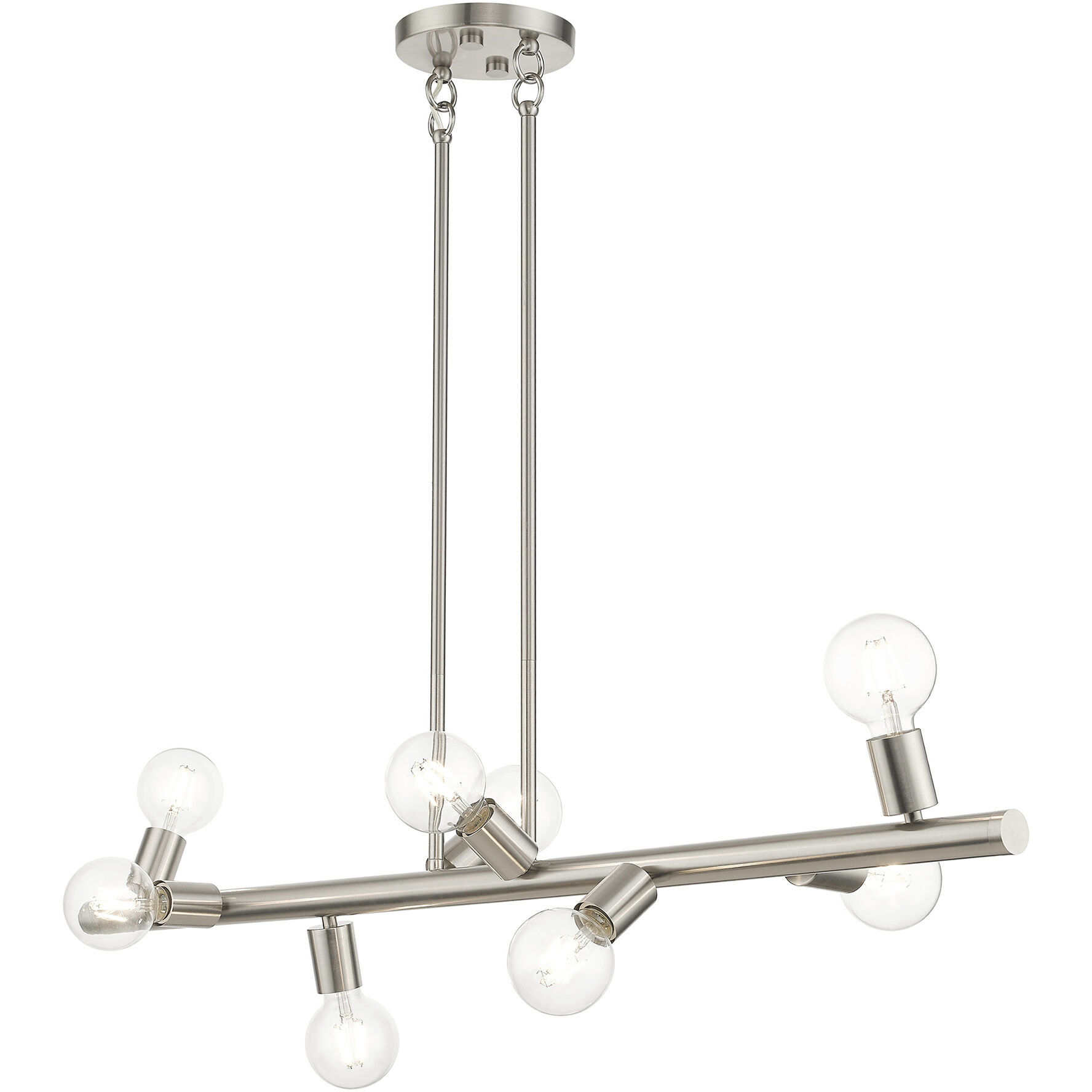 Bannister 8 Light 42 inch Brushed Nickel Linear Chandelier Ceiling Light, Large