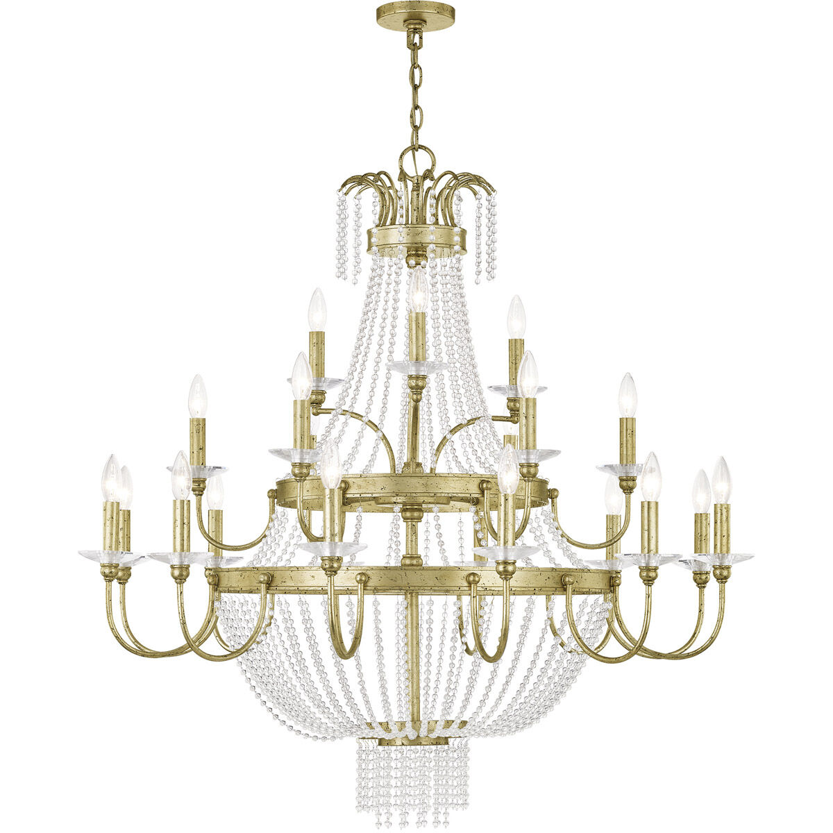 Valentina 21 Light 42 inch Hand Applied Winter Gold Foyer Chandelier Ceiling Light