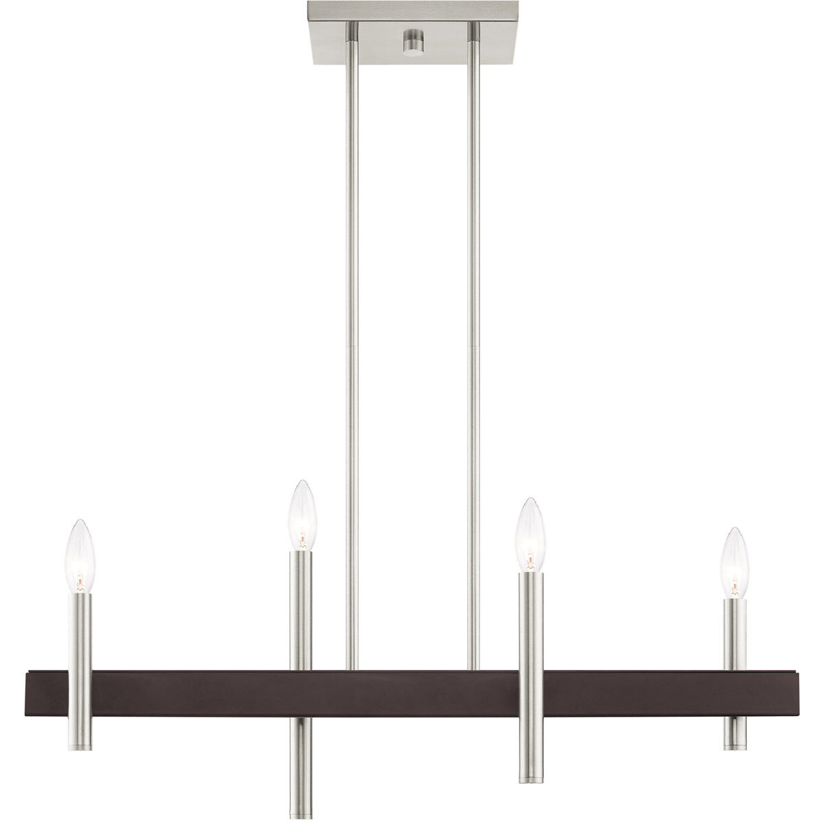 Denmark 4 Light 7 inch Brushed Nickel with Bronze Accents Chandelier Ceiling Light