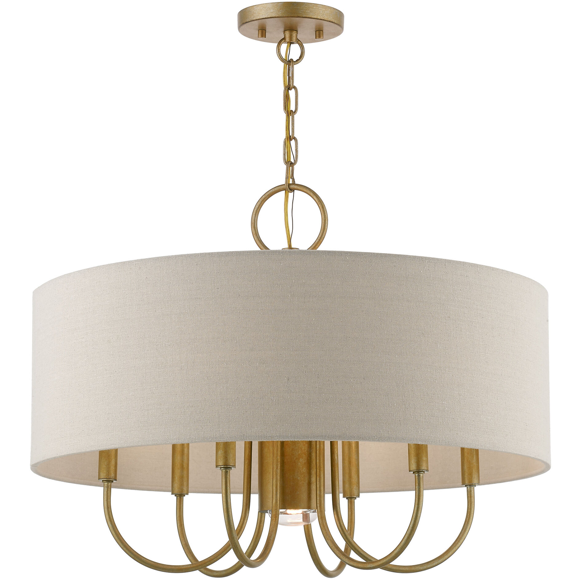 Burnett 7 Light 24 inch Antique Gold Leaf with White Accents Pendant Chandelier Ceiling Light