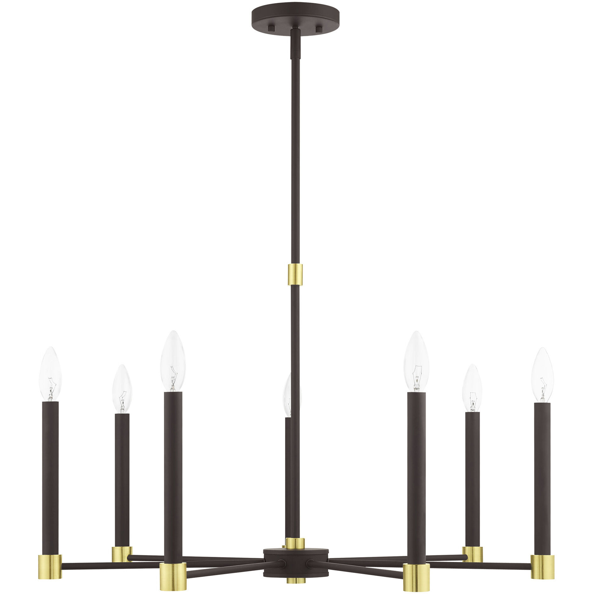 Karlstad 7 Light 28 inch Bronze with Satin Brass Accents Chandelier Ceiling Light