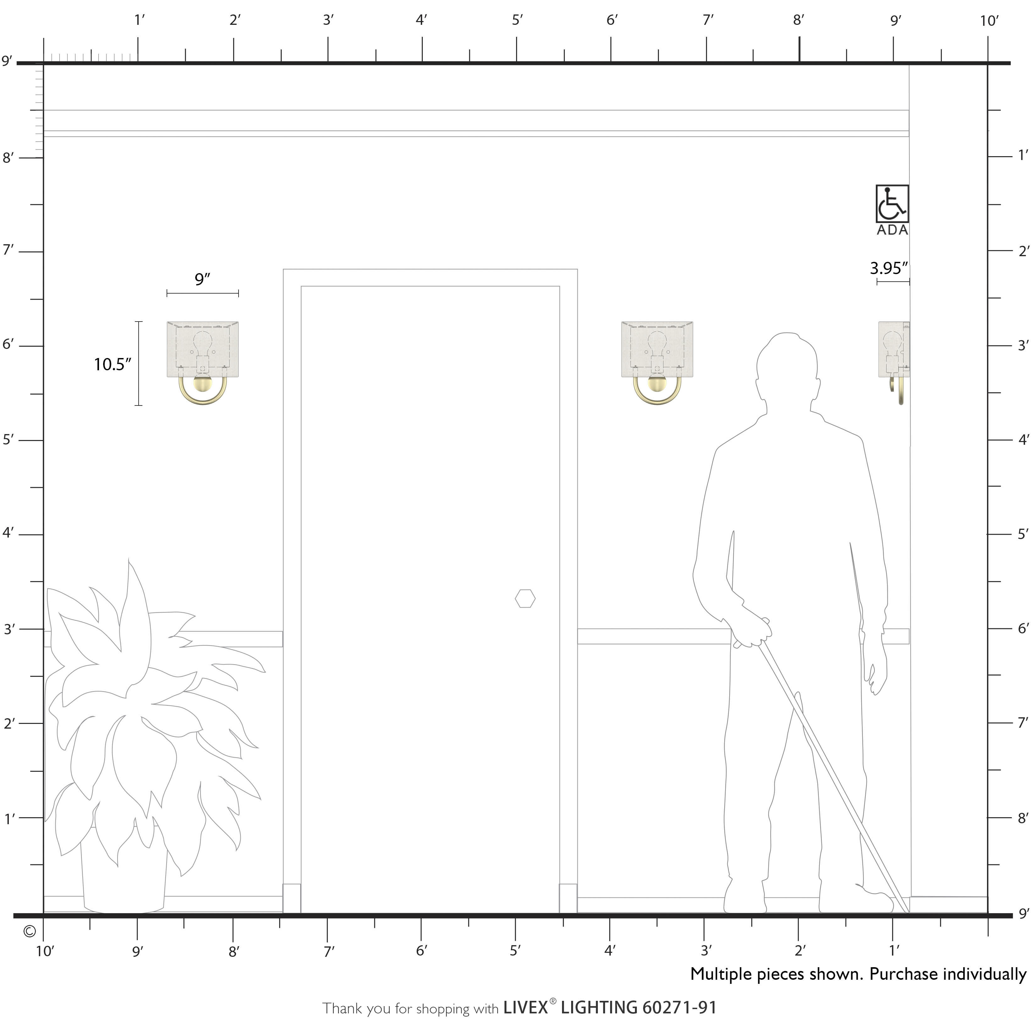 Stratton 1 Light 9 inch Brushed Nickel ADA Wall Sconce Wall Light