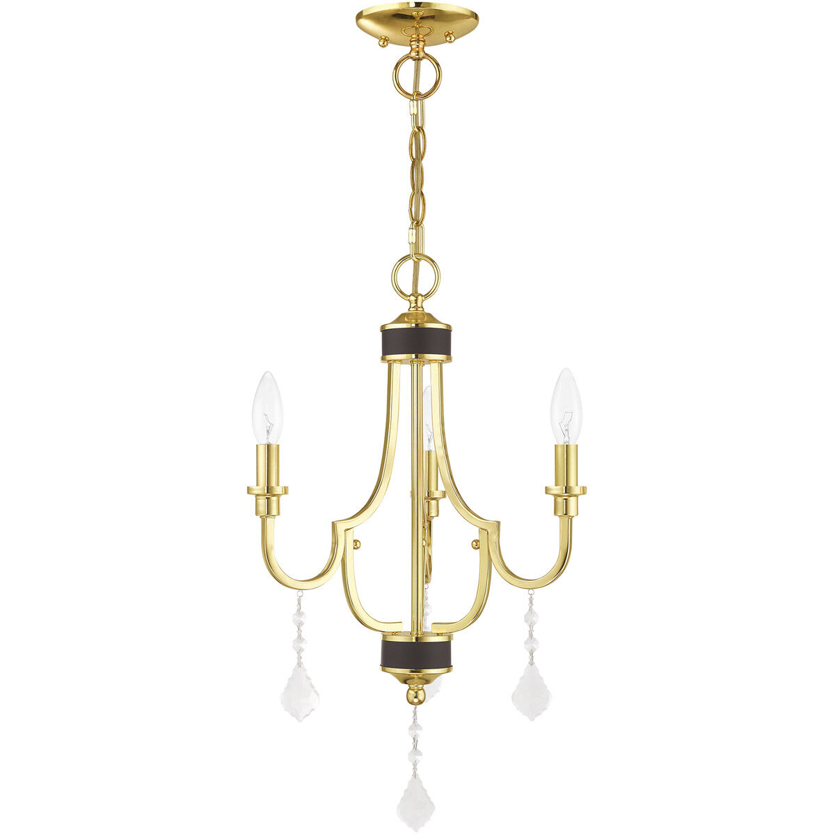 Glendale 3 Light 14 inch Polished Brass Mini Chandelier Ceiling Light