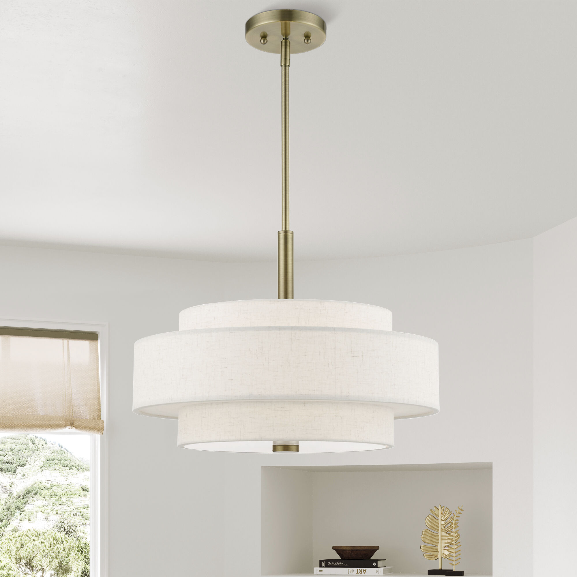 Monroe 4 Light 18 inch Antique Brass Pendant Chandelier Ceiling Light