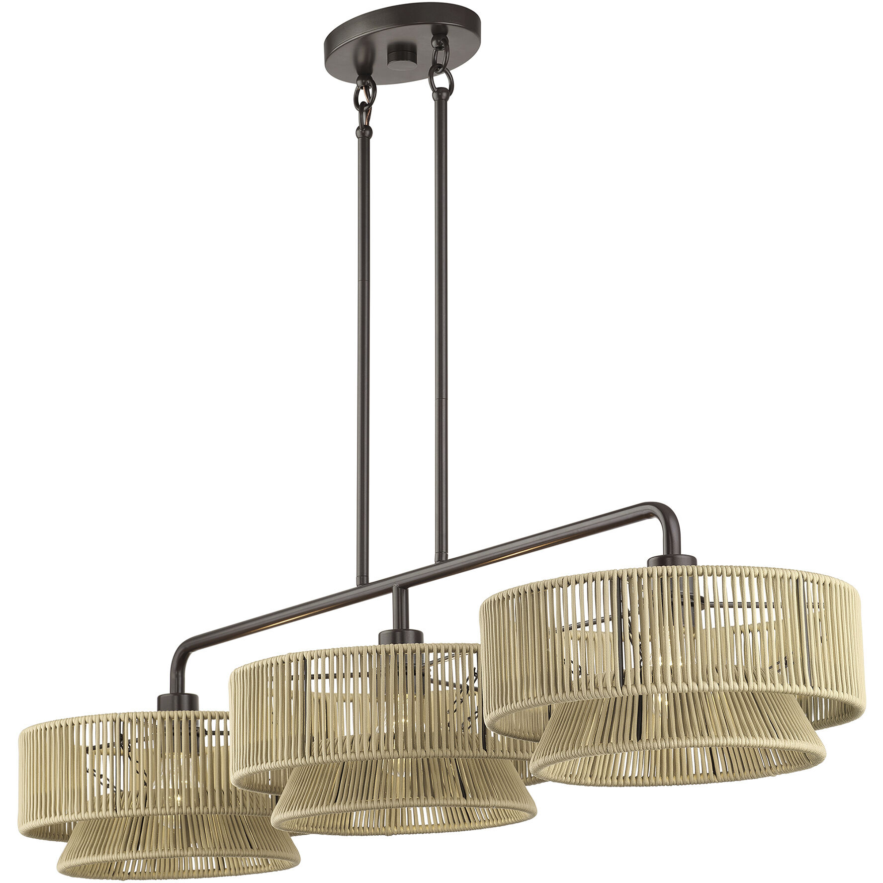Florell 3 Light 47 inch English Bronze Linear Chandelier Ceiling Light, Extra Large