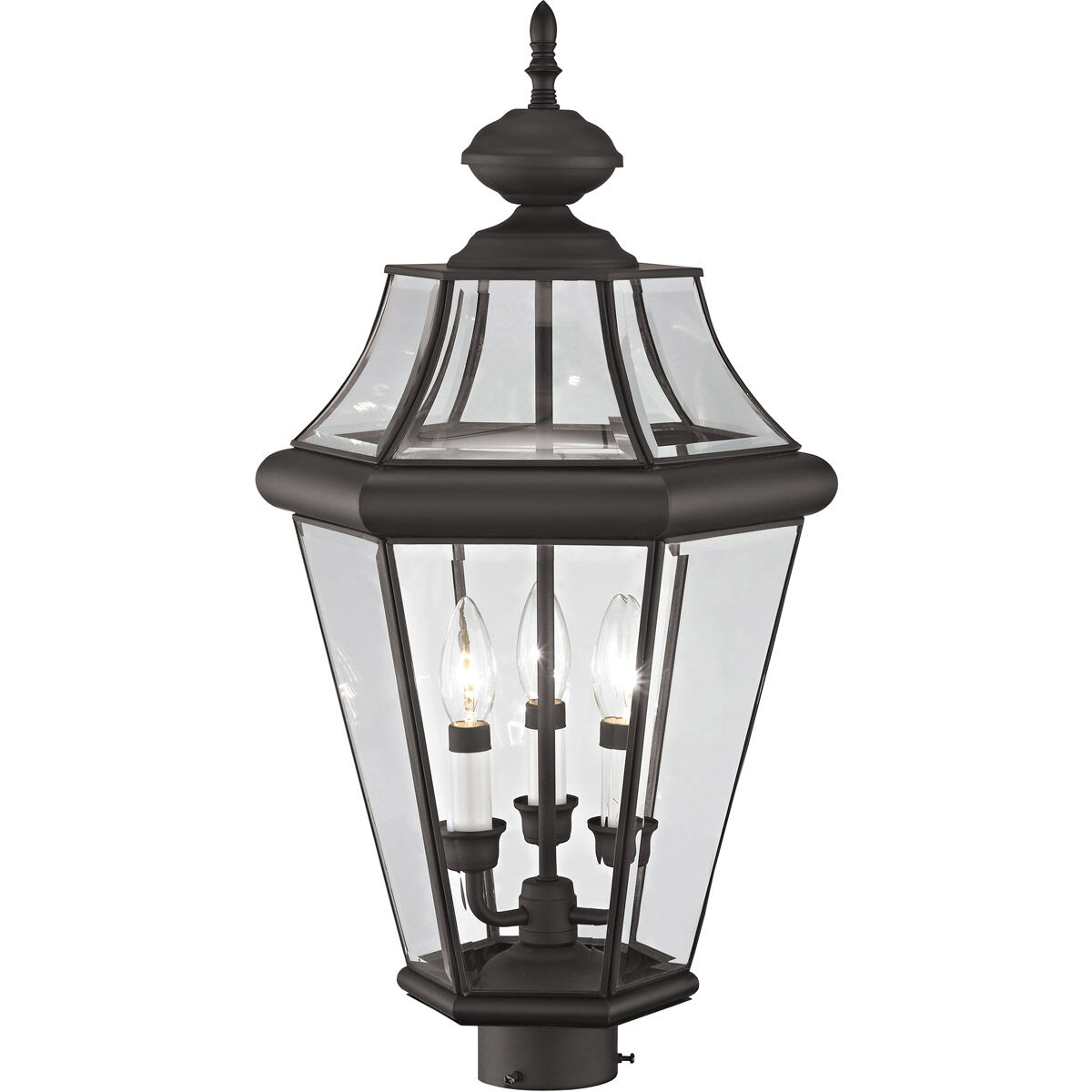 Georgetown 3 Light 23 inch Bronze Outdoor Post Top Lantern
