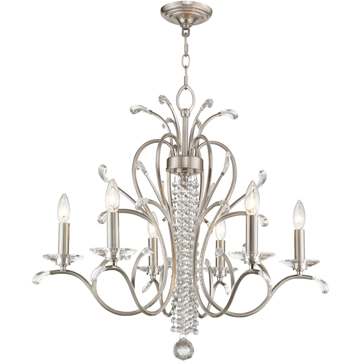 Serafina 6 Light 28 inch Brushed Nickel Chandelier Ceiling Light