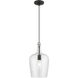 Avery 1 Light 9 inch Black with Brushed Nickel Accent Single Pendant Ceiling Light, Single