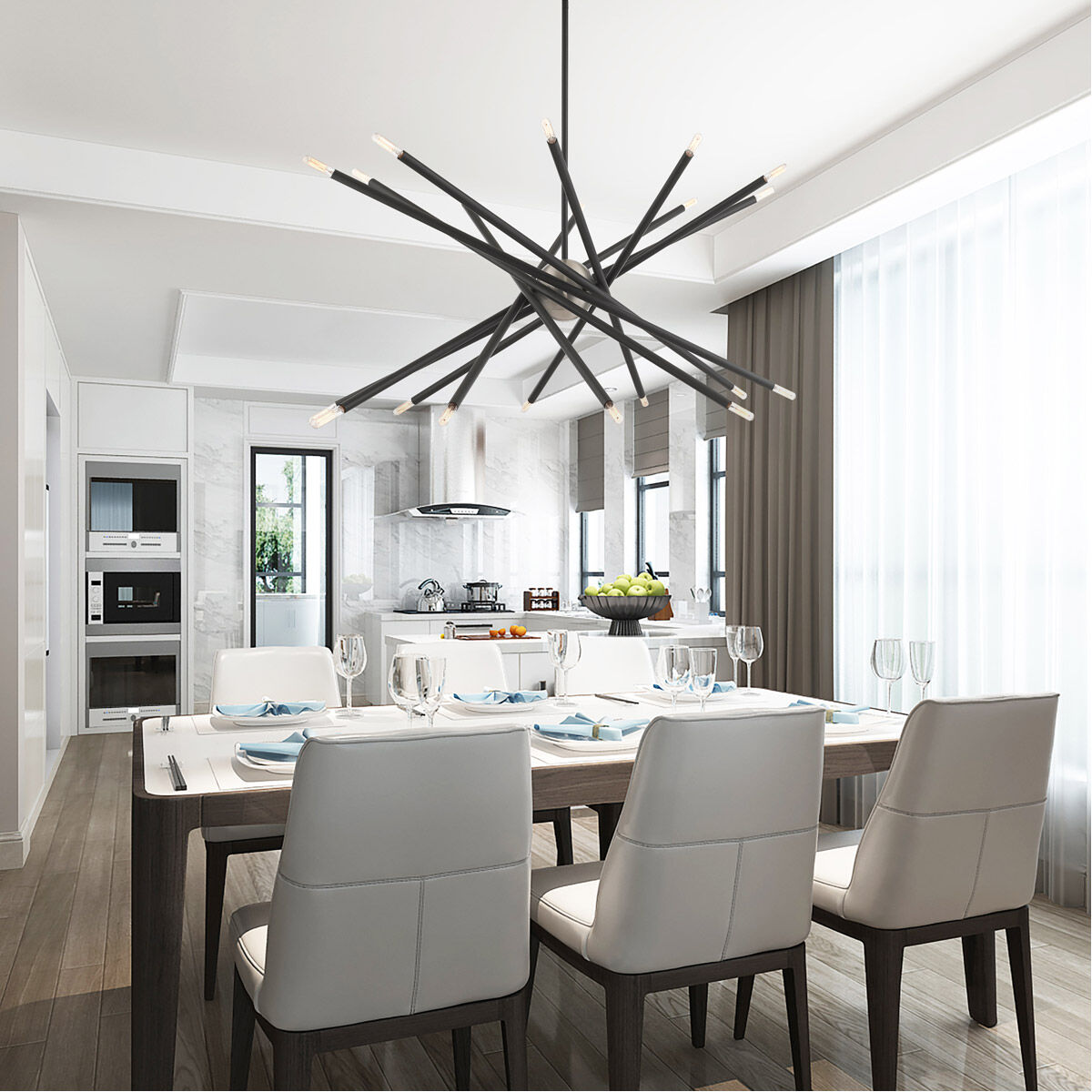 Soho 20 Light 37.5 inch Scandinavian Gray Chandelier Ceiling Light