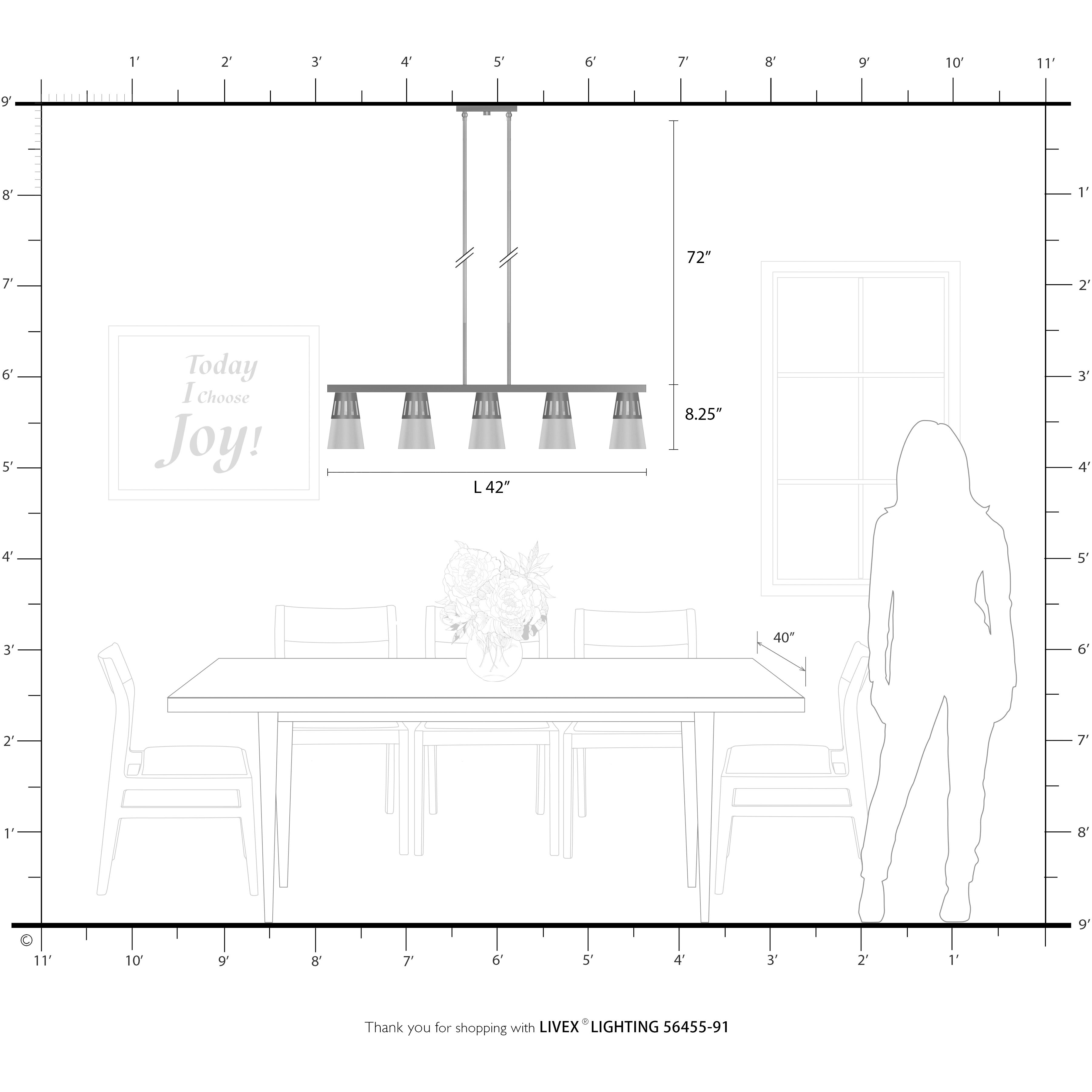 Bennington 5 Light 4.75 inch Brushed Nickel Large Linear Chandelier Ceiling Light