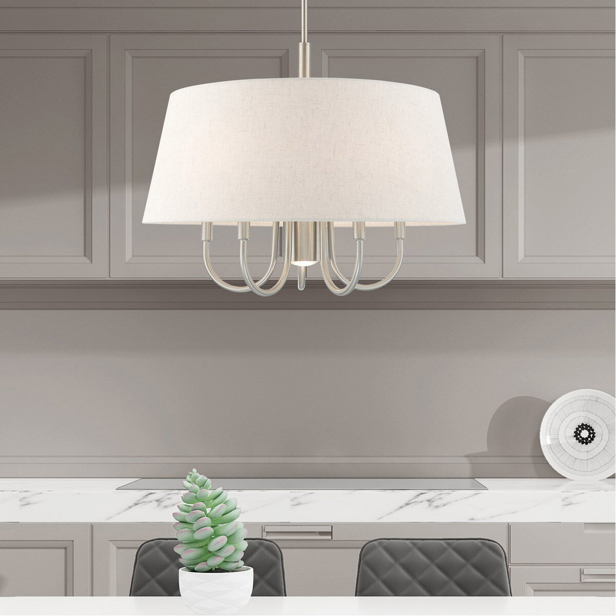 Belclaire 6 Light 24 inch Brushed Nickel Pendant Chandelier Ceiling Light