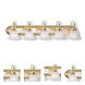 Belmont 5 Light 36 inch Polished Brass & Polished Chrome Bath Vanity Wall Light