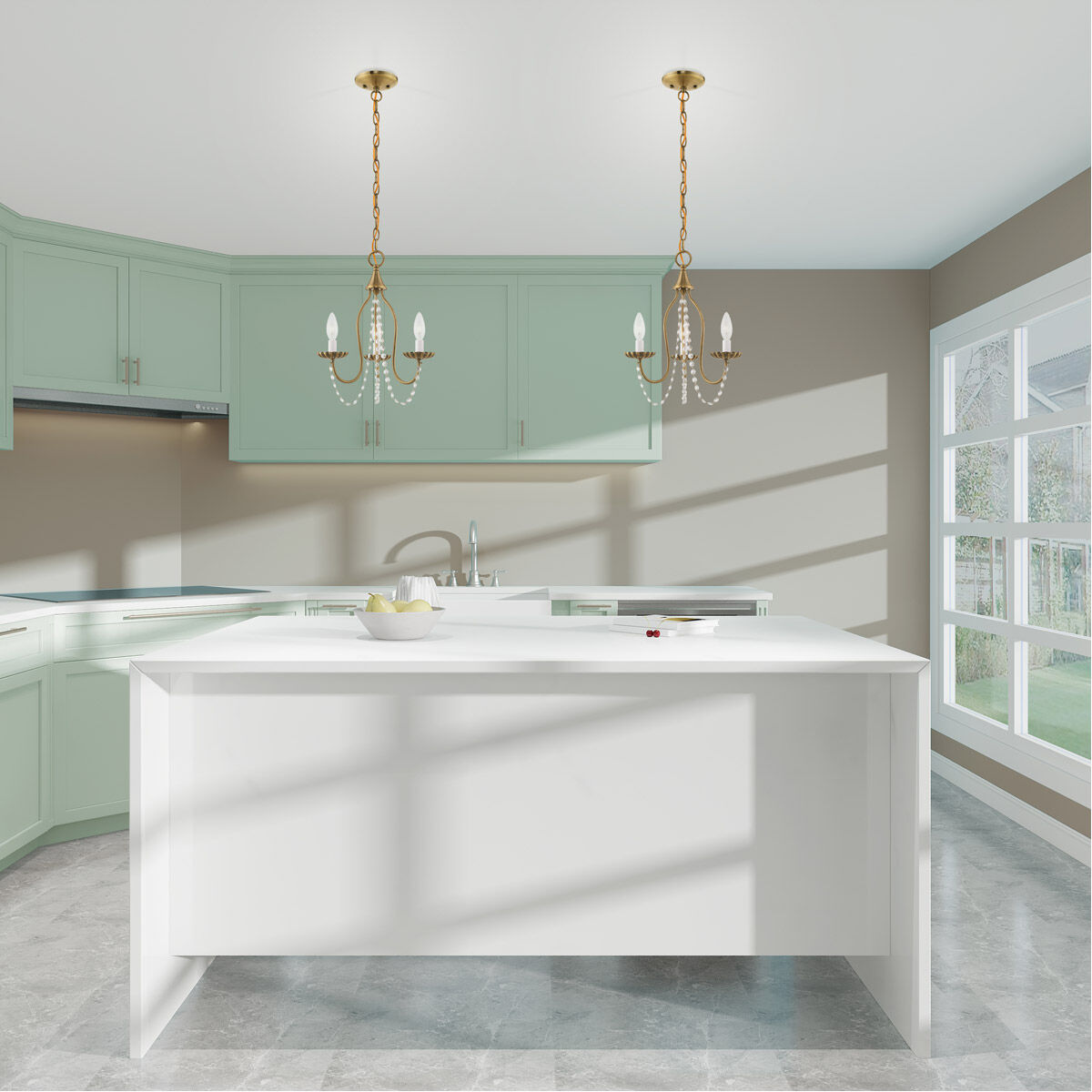 Alessia 3 Light 13 inch Antique Brass Mini Chandelier Ceiling Light