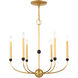 Cortlandt 6 Light 28 inch Natural Brass with Bronze Accents Chandelier Ceiling Light