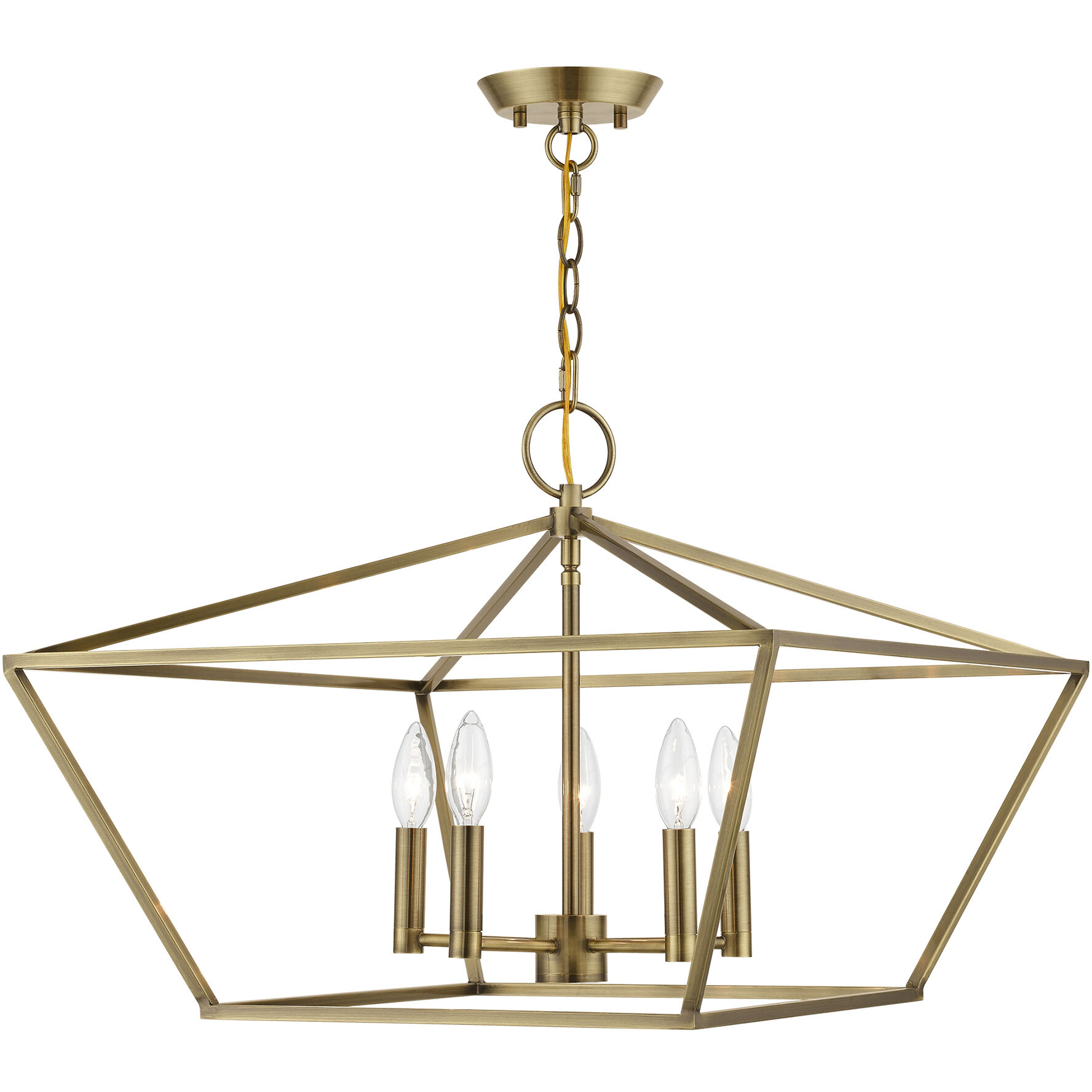 Devone 5 Light 22 inch Antique Brass Chandelier Ceiling Light