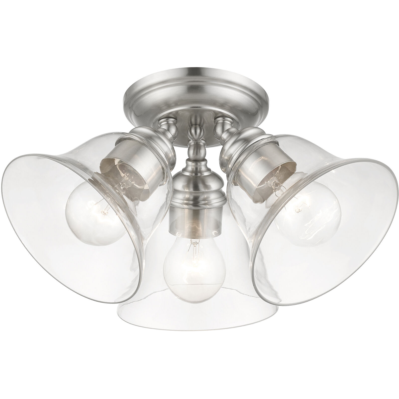 Moreland 3 Light 15 inch Brushed Nickel Semi-Flush Ceiling Light, Large
