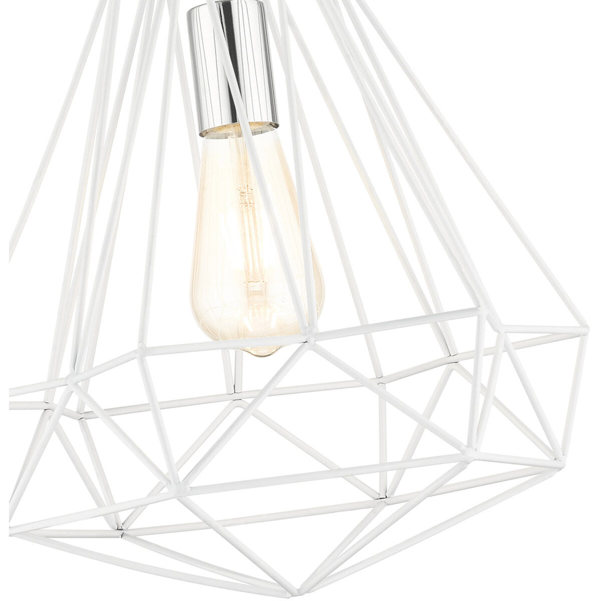 Geometric 1 Light 12 inch Shiny White Pendant Ceiling Light