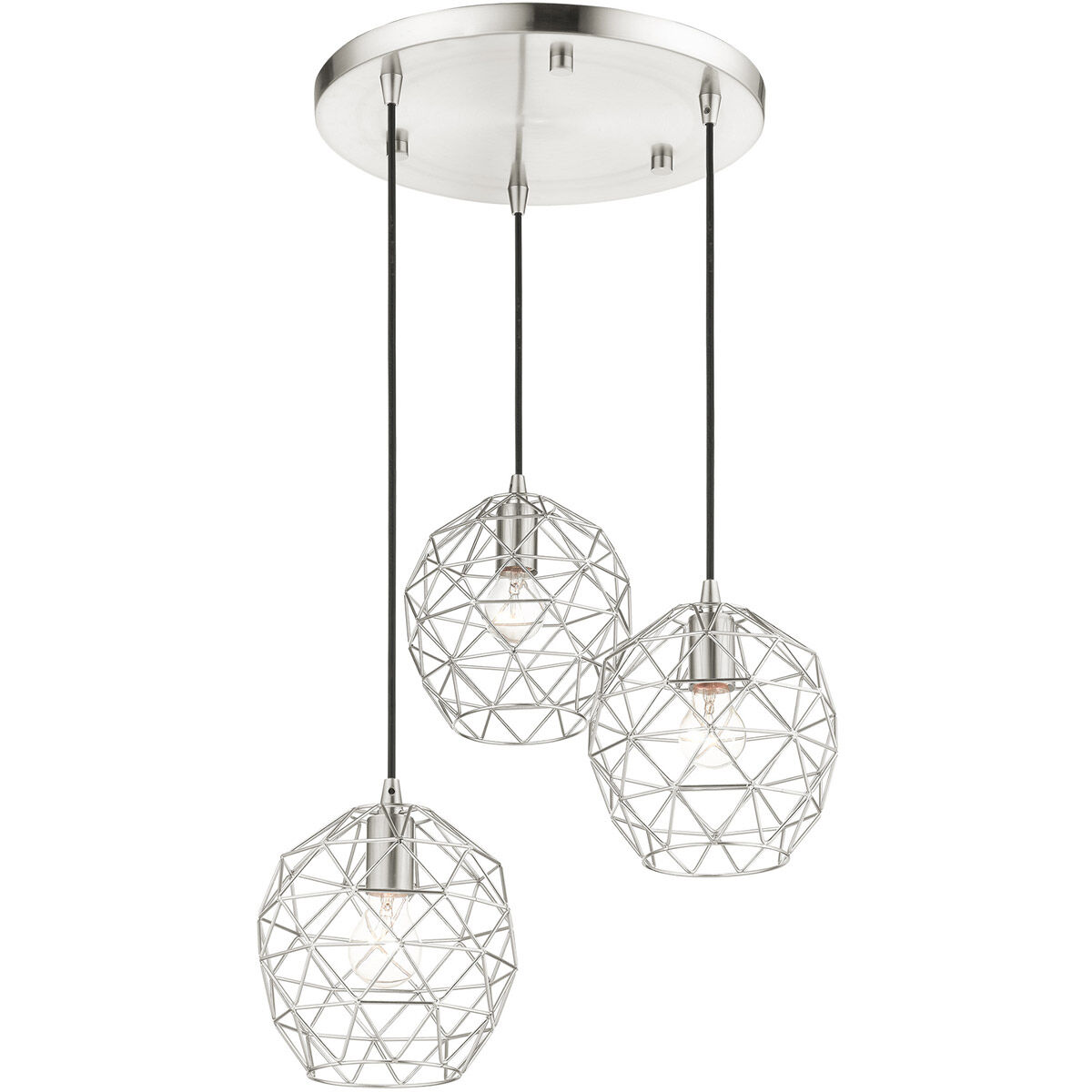 Geometrix 3 Light 20 inch Brushed Nickel Pendant Ceiling Light