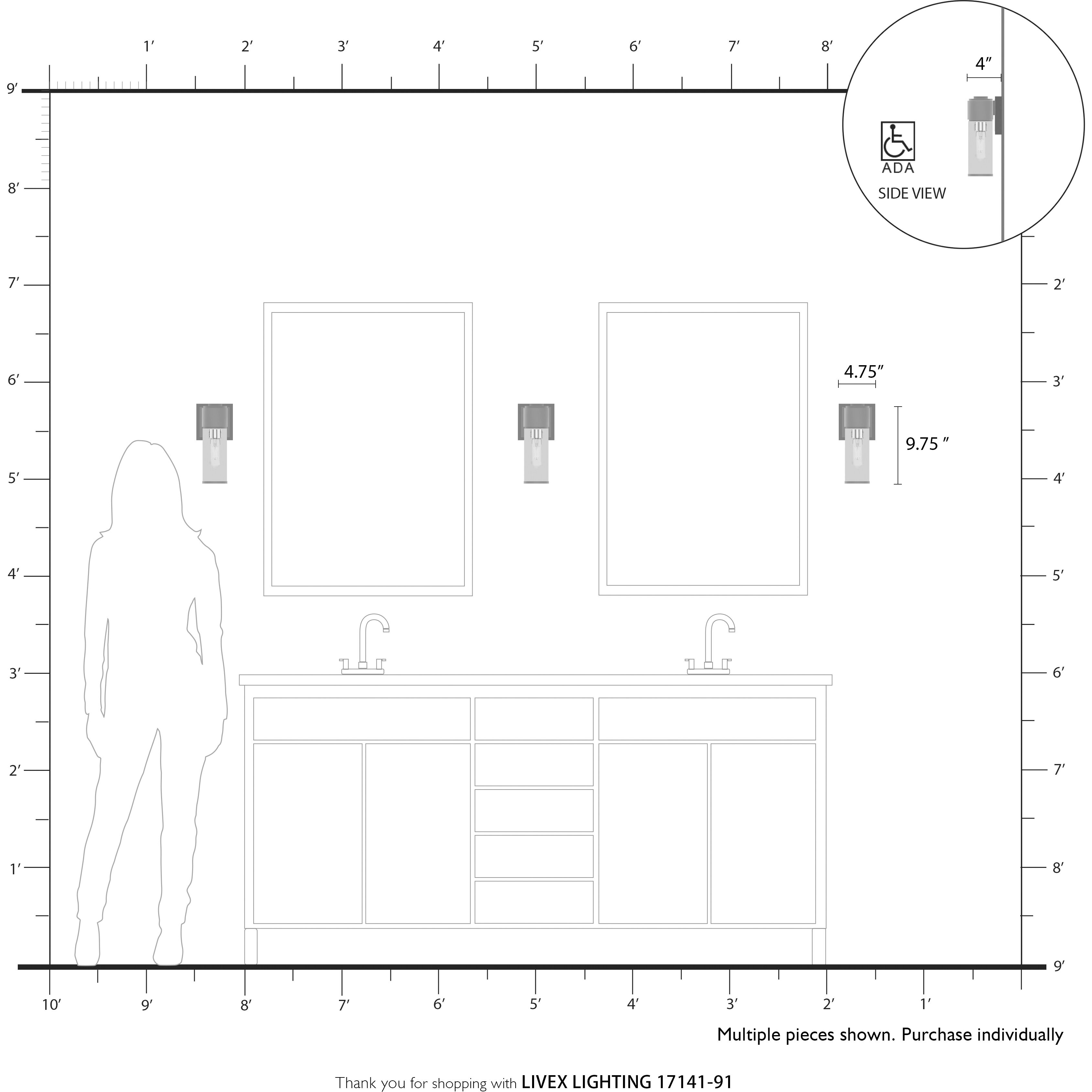 Quincy 1 Light 4.75 inch Brushed Nickel ADA Wall Sconce Wall Light