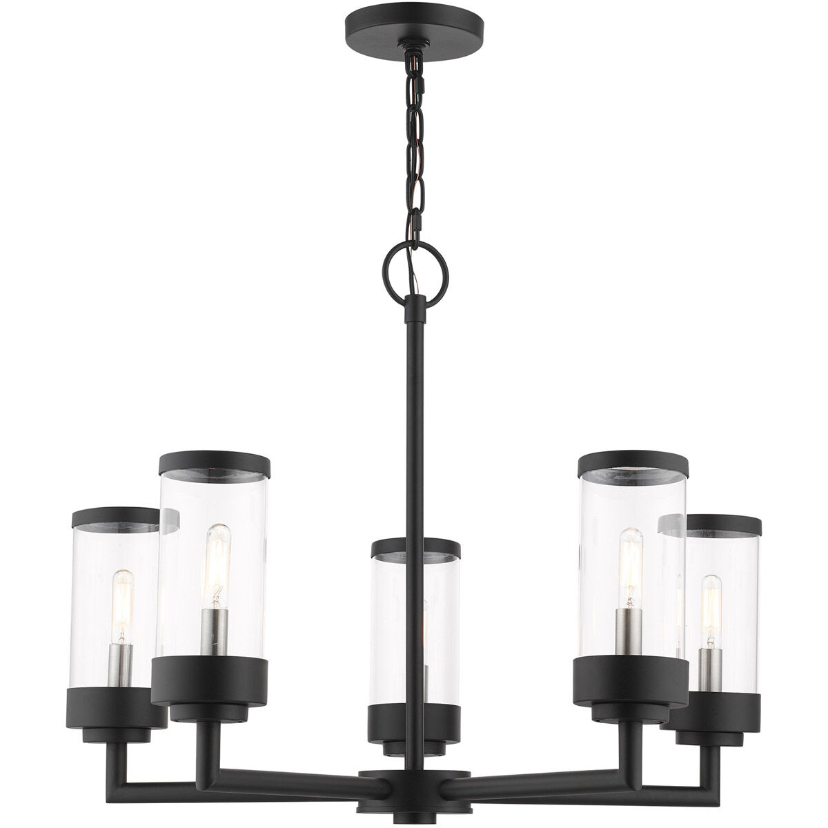 Hillcrest 5 Light 26 inch Textured Black Outdoor Chandelier