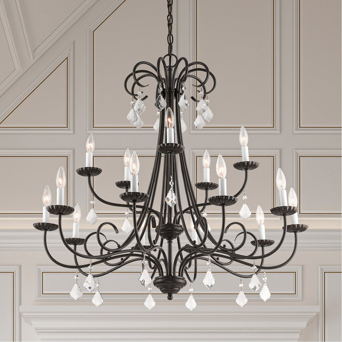 Daphne 15 Light 36 inch English Bronze Foyer Chandelier Ceiling Light