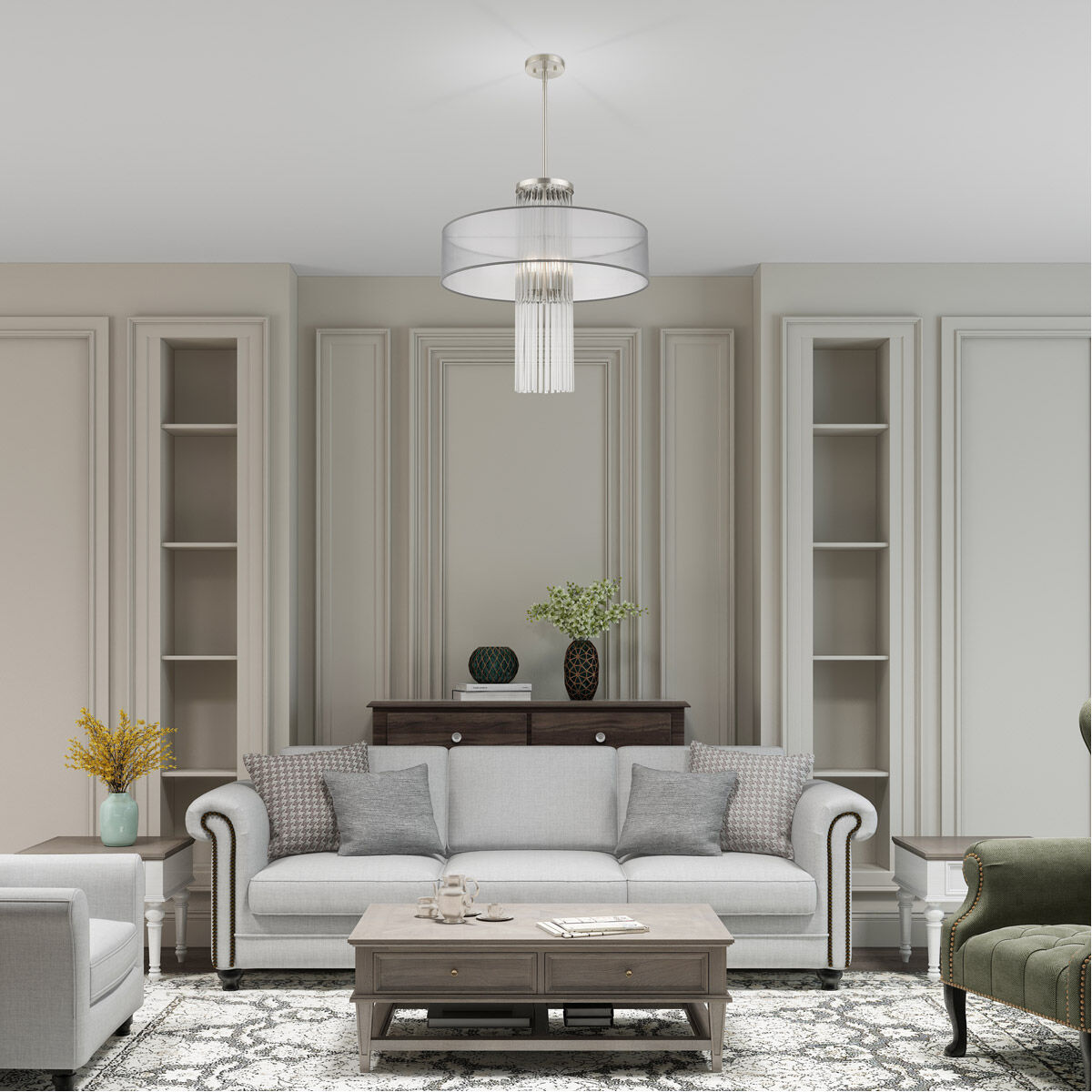 Alexis 4 Light 24 inch Brushed Nickel Pendant Chandelier Ceiling Light