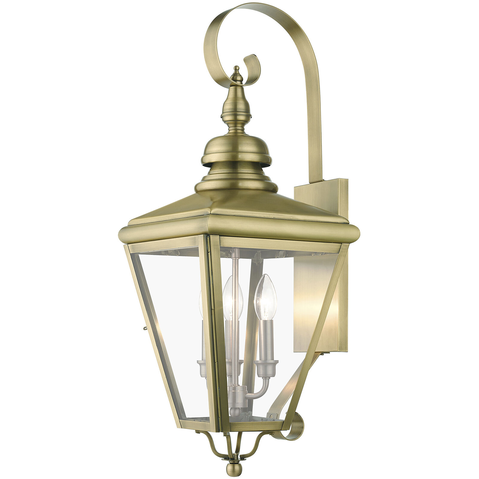 Adams 3 Light 10.63 inch Antique Brass with Brushed Nickel Finish Cluster Outdoor Large Wall Lantern Wall Light