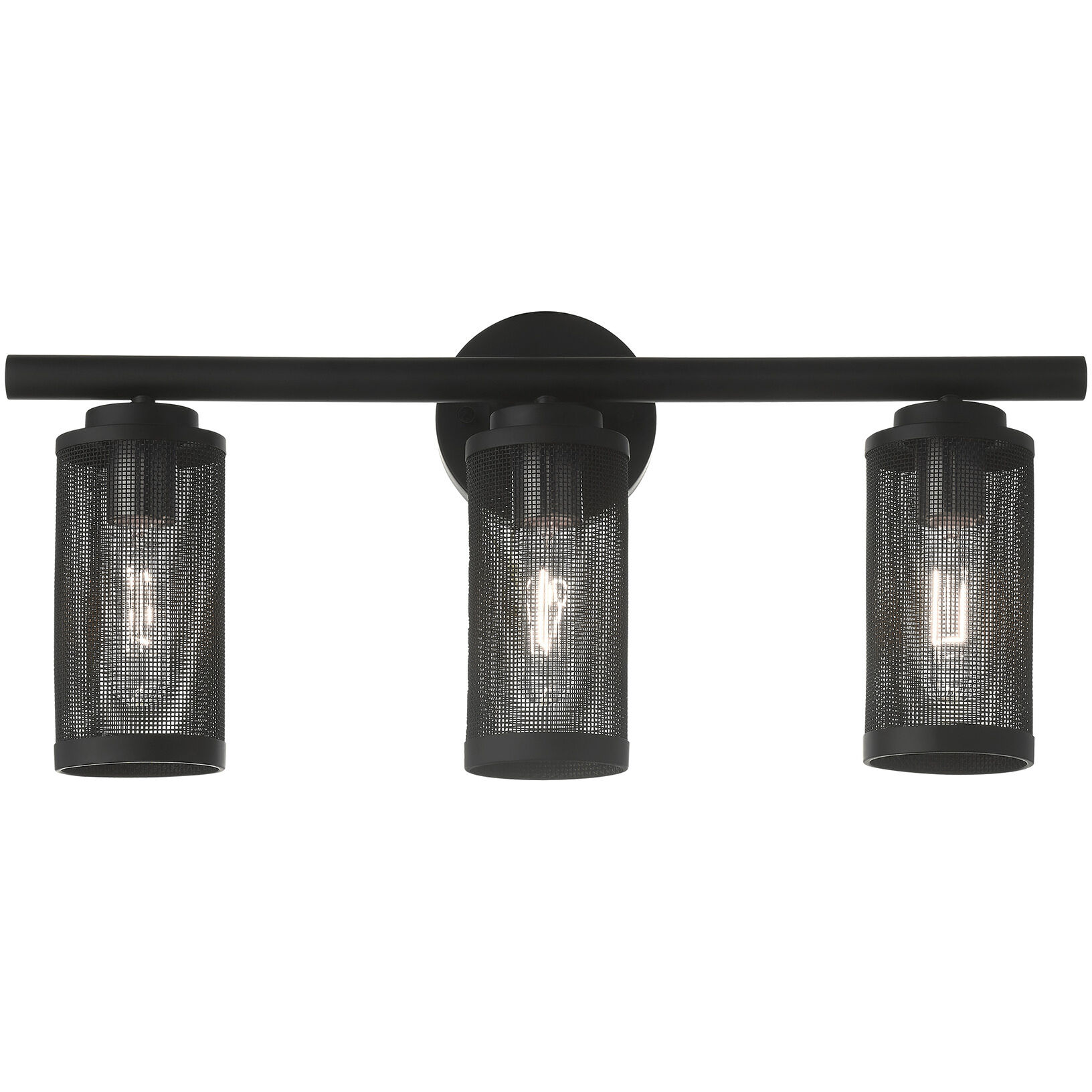 Industro 3 Light 24 inch Black with Brushed Nickel Accents Vanity Sconce Wall Light