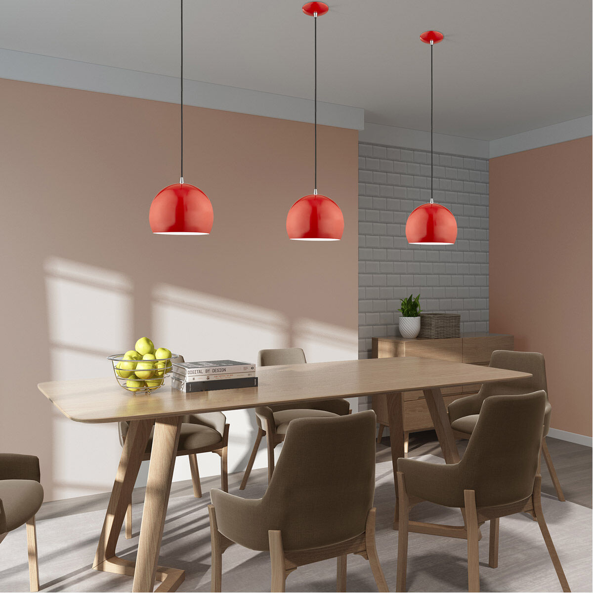 Allison 1 Light 10 inch Shiny Red Mini Pendant Ceiling Light