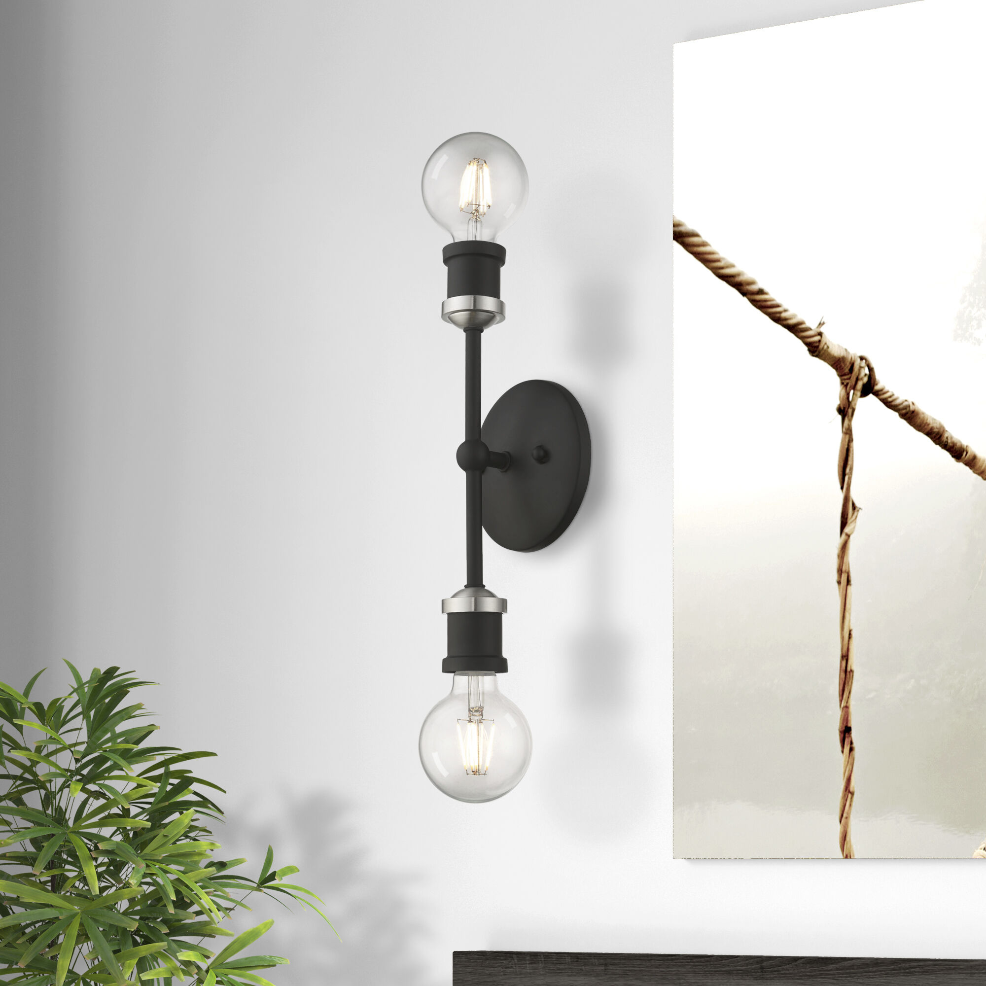 Lansdale 2 Light 5 inch Black with Brushed Nickel Accents Vanity Sconce Wall Light