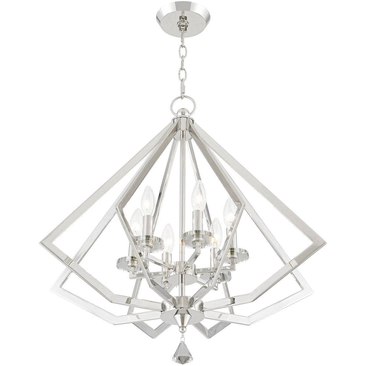 Diamond 6 Light 25 inch Polished Nickel Chandelier Ceiling Light